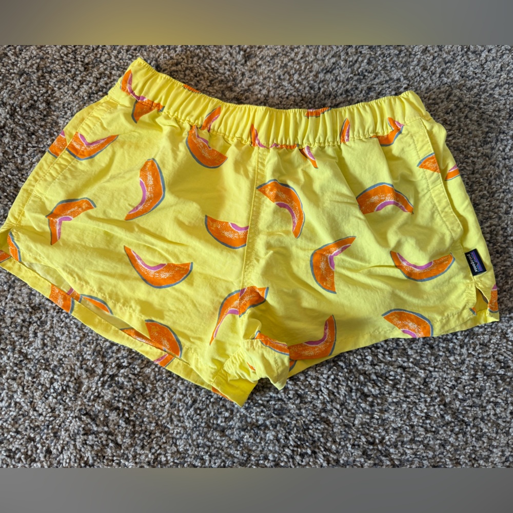 Patagonia Vibrant Yellow and Orange Athletic Shorts